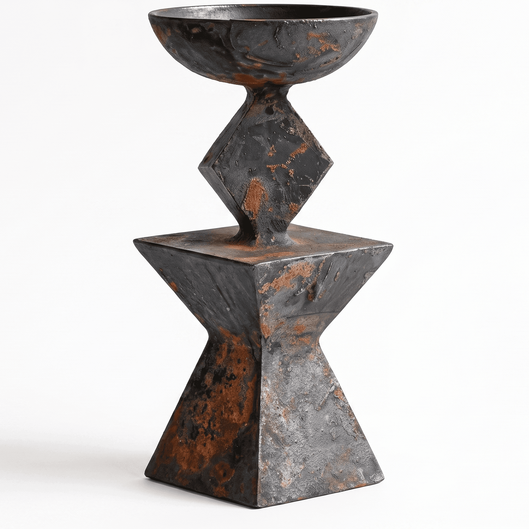 Meru — blackened iron-oxide candle holder