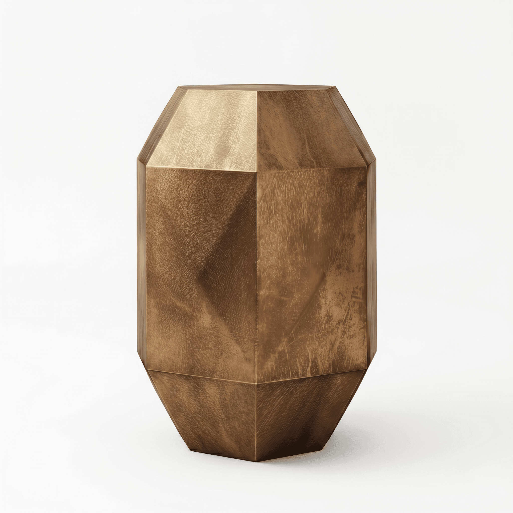 Khambha — faceted antique brass side table